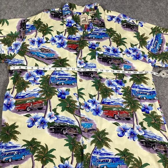 Vtg Island CollectionHawaiian Button Up Mens XL Classic Chevrolet Cars Floral - Picture 6 of 11